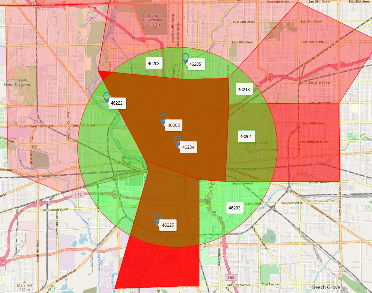 Dtwn Zip Code Map zones